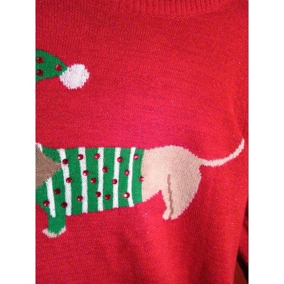 Red Christmas Weiner Doggy Sweater L - Picture 4 of 6